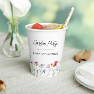 Gartenparty Wildblumen Geburtstag Pappbecher