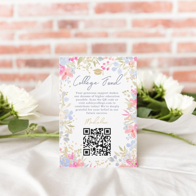 Gartenpastellbau Wildblumen Uni Fonds Abschluss Begleitkarte (Garden pastel wildflowers college fund graduation enclosure card)