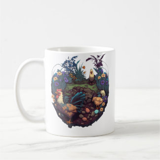 Gartenpflanzen und Hühner Kaffeetasse
