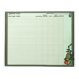 Gartenpflanzungs-Notizbuch Notizblock