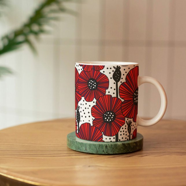 Gartenpopulationen und Saatköpfe Tasse (Bright Red Poppies Mug)