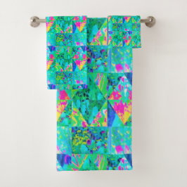 Gartenquiltmalerei mit Hydrangea und Blues Badhandtuch Set