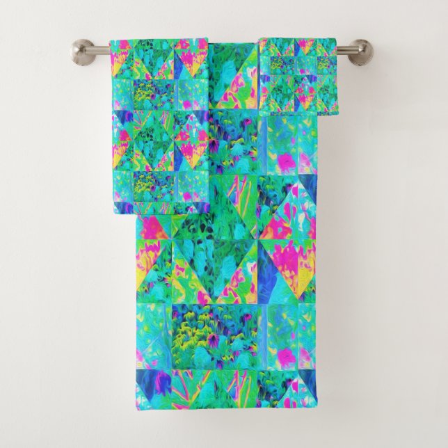 Gartenquiltmalerei mit Hydrangea und Blues Badhandtuch Set (Insitu)