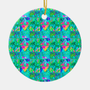 Gartenquiltmalerei mit Hydrangea und Blues Keramik Ornament
