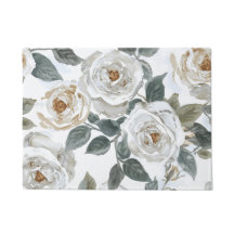 Gartenrosen | Weiße Wasserfarbe Floral Vintage