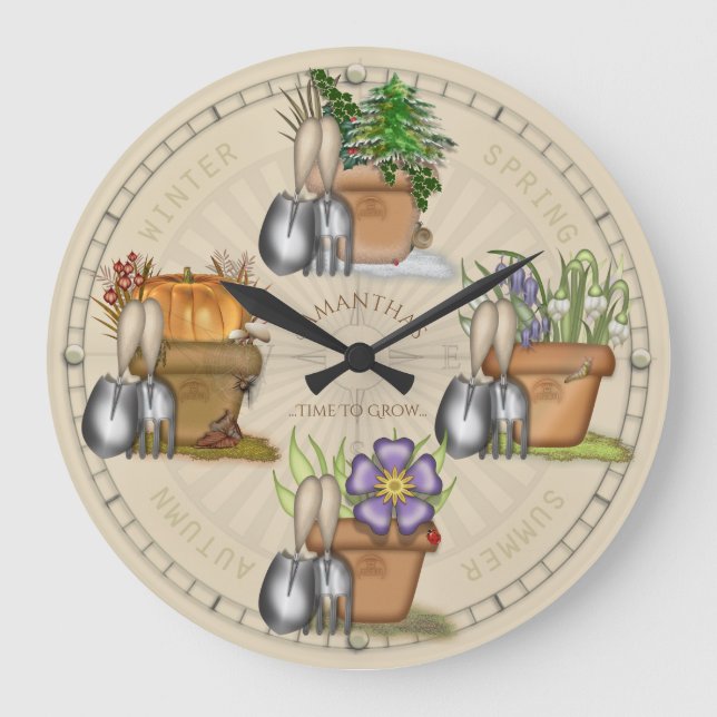 Gartensaison Große Wanduhr (Vorderseite)