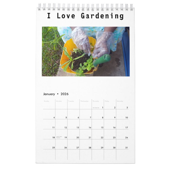Gartenseite Single Kleiner Kalender, weiß Kalender (Jan 2026)