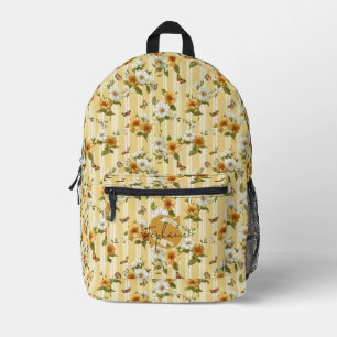 Gartenstreifen mit goldenen Sonnenblumen und Schme Bedruckter Rucksack