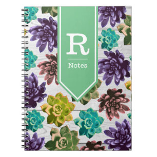 Gartensukkulente & Weißholz PERSONALISIERT Notizblock