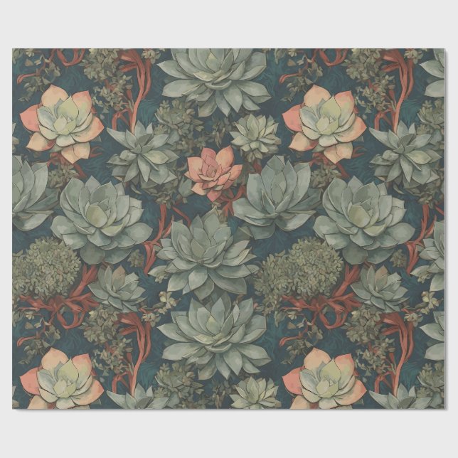 Gartensukkuline Pflanze Muster Geschenkpapier (Flach)