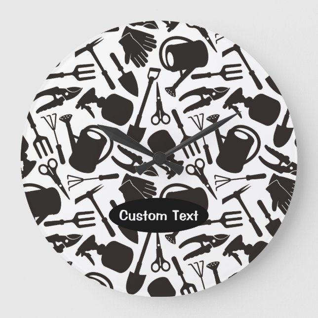 Gartensymbole Silhouetten Große Wanduhr (Vorderseite)