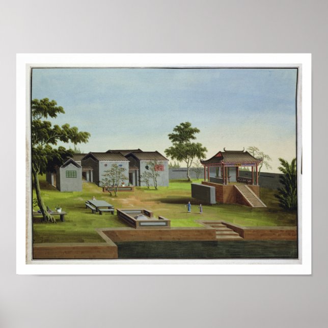 Gartenszene, c.1820-40 (g/c auf Papier) 3 Poster (Vorne)