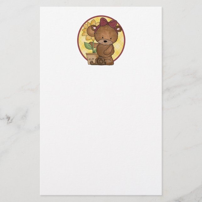 Gartenteddybär Briefpapier (Vorderseite)