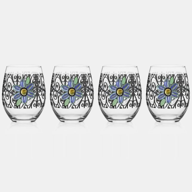 Gartentor Floral Weinglas Ohne Stiel (Vorderseite)