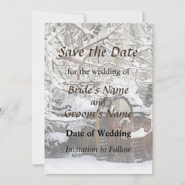 Gartentor im Winter Save the Date (Vorderseite)