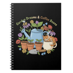 Gartenträume & Kaffeebohnen Süße Katze Cottagecore Notizblock