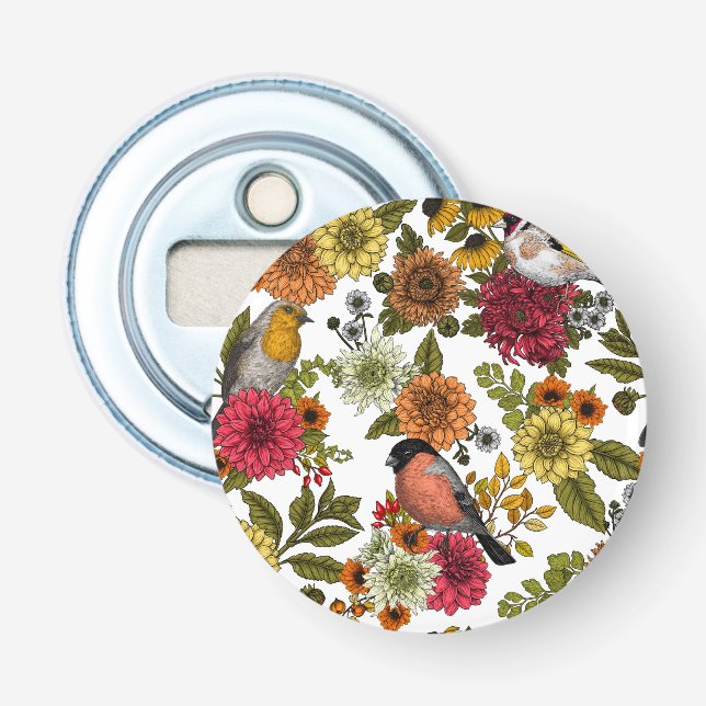 Gartenvögel und Blume 1 Flaschenöffner (Vorderseite)