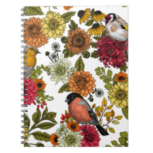 Gartenvögel und Blume 1 Notizblock