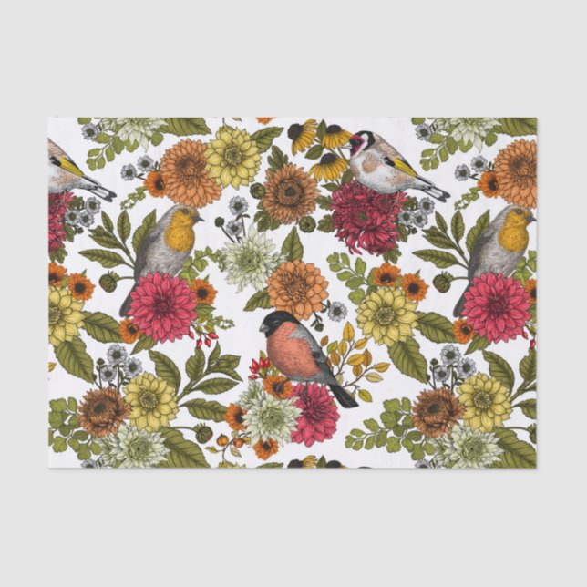 Gartenvögel und Blume 1 Seidenpapier (Vorderseite)