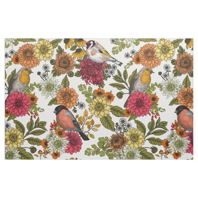 Gartenvögel und Blume 1 Stoff (Fat Quarter (45,7 x 55,9 cm))
