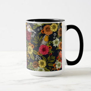 Gartenvögel und Blume 2 Tasse