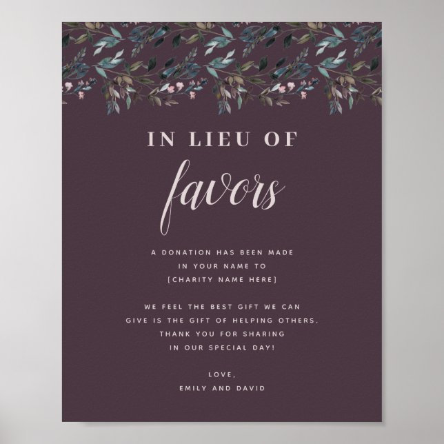 GartenWappen | Lila Hochzeitsspende Wohltätigkeit Poster (Vorne)