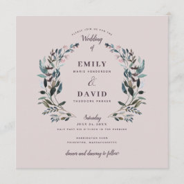 GartenWappen | Mauve Lila Floral Square Wedding Einladung