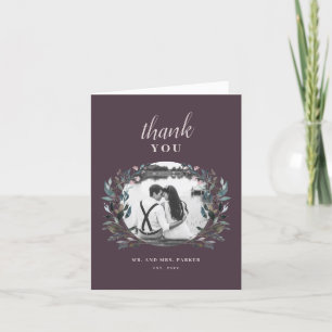 GartenWappen Mauve Lila Floral Wedding Foto Dankeskarte