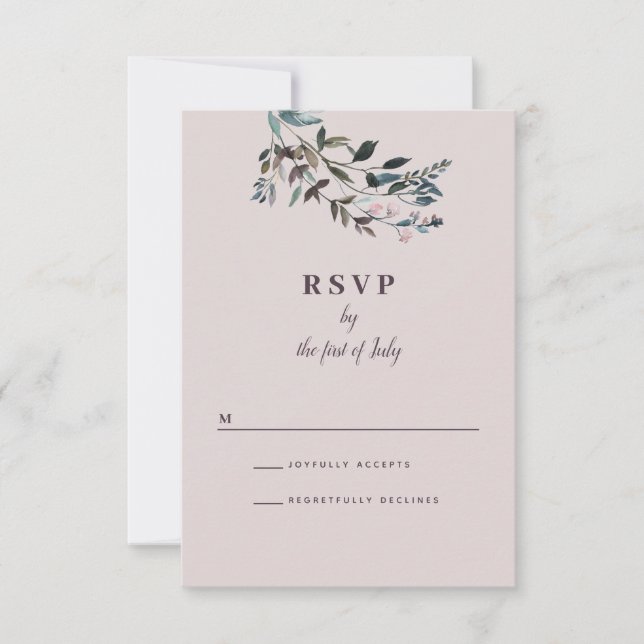 GartenWappen | Mauve Wedding Response RSVP Karte (Vorderseite)