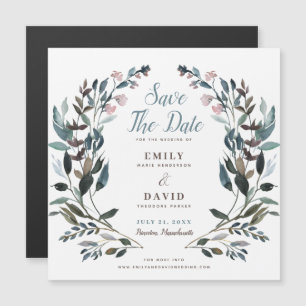 GartenWappen White Blue Wedding Save the Date Magneteinladung