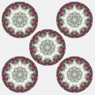 Gartenwasserbrunnen Rosa Blume Mandala Design Etiketten