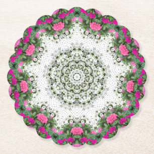 Gartenwasserbrunnen Rosa Blume Mandala Design Untersetzer