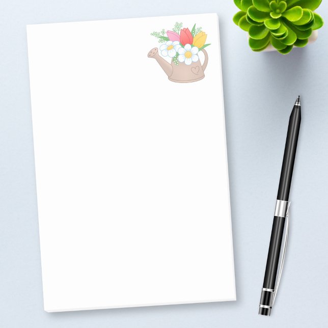 Gartenwasserdose mit Blume auf Weiß Post-it Klebezettel (Von Creator hochgeladen)