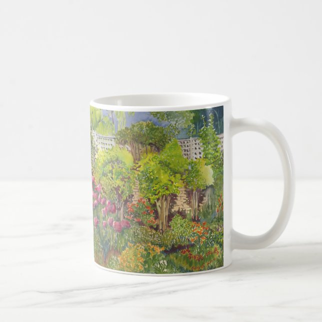 Gartenwatercolor-Tasse Janes Austens Kaffeetasse (Rechts)