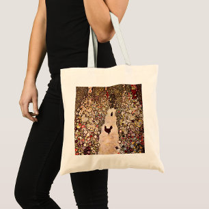 Gartenweg Gustav Klimt mit Hühnern, erdigen Tonart Tragetasche