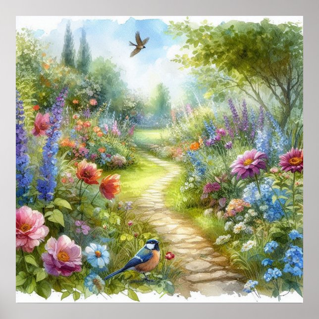 Gartenweg Landschaft 4 Poster (Vorne)