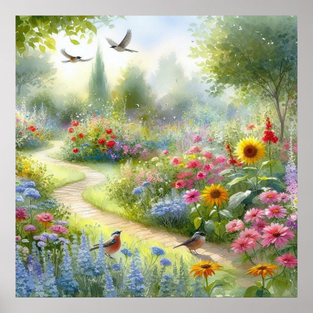 Gartenweg Landschaft 5 Poster (Vorne)