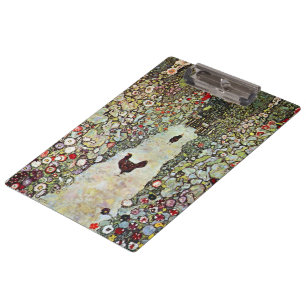 Gartenweg mit Hühnern, Gustav Klimt, Art Nouveau Klemmbrett