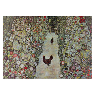 Gartenweg mit Hühnern, Gustav Klimt, Art Nouveau Schneidebrett