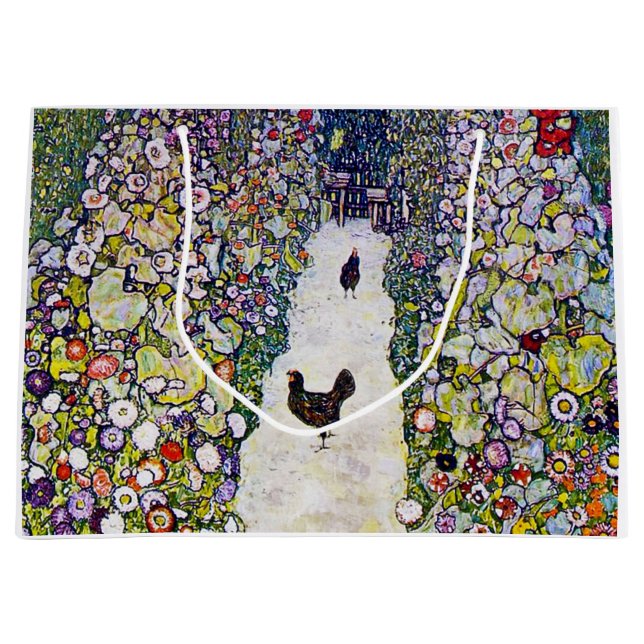 Gartenweg mit Hühnern, Gustav Klimt Große Geschenktüte (Vorderseite)