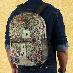 Gartenweg mit Hühnern, Gustav Klimt, Jugendstil Bedruckter Rucksack