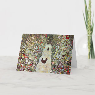 Gartenweg mit Hühnern, Gustav Klimt, Jugendstil Karte