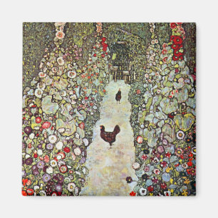 Gartenweg mit Hühnern, Gustav Klimt, Jugendstil Magnet