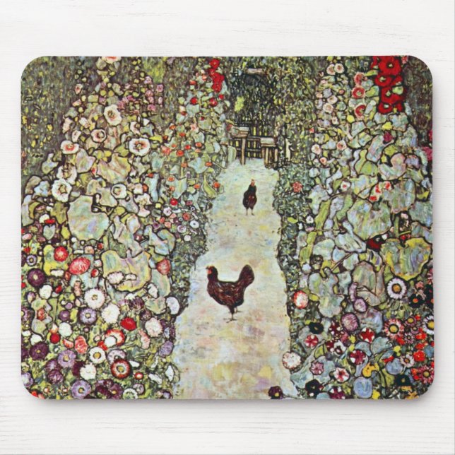 Gartenweg mit Hühnern, Gustav Klimt, Jugendstil Mousepad (Vorne)