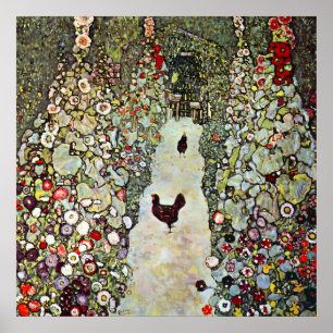 Gartenweg mit Hühnern, Gustav Klimt, Jugendstil Poster