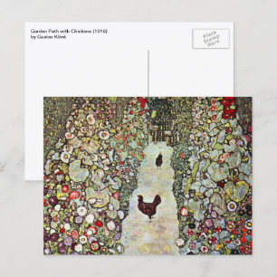Gartenweg mit Hühnern, Gustav Klimt, Jugendstil Postkarte