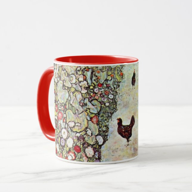 Gartenweg mit Hühnern, Gustav Klimt, Jugendstil Tasse (Vorderseite Links)