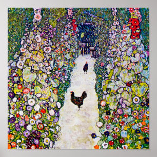 Gartenweg mit Hühnern, Gustav Klimt Poster