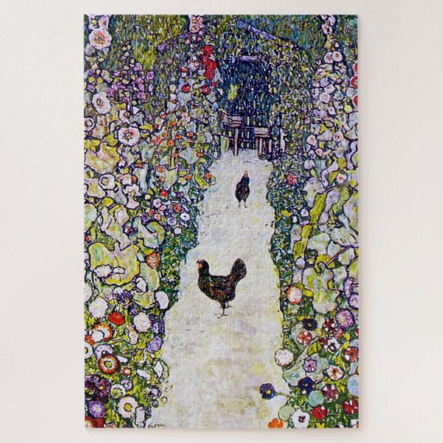 Gartenweg mit Hühnern, Gustav Klimt Puzzle (Vertikal)
