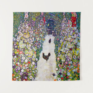 Gartenweg mit Hühnern, Gustav Klimt Wandteppich